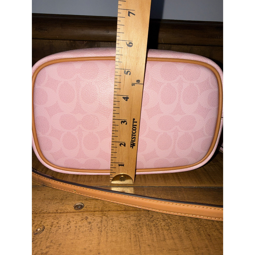NWT Coach Bucket Bag Women's Medium Pink Signature Canvas Leather Crossbody - Picture 14 of 14